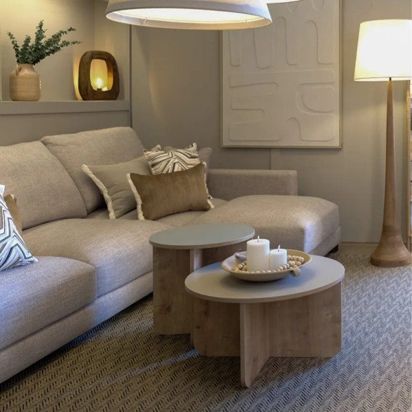 Set 2 mesitas auxiliares beige 70x38 y 50x50 | Tapidecor