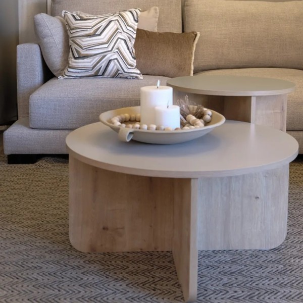 Set 2 mesitas auxiliares beige 70x38 y 50x50 | Tapidecor