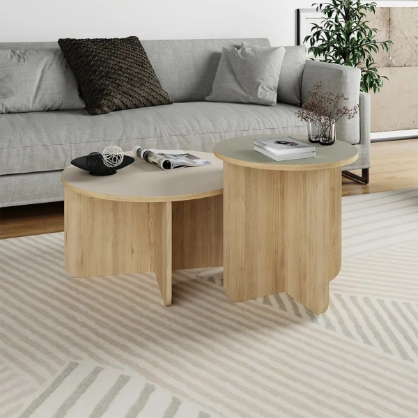 SET 2 MESITAS REDONDAS  70X70X38 - 50X50X50 CM