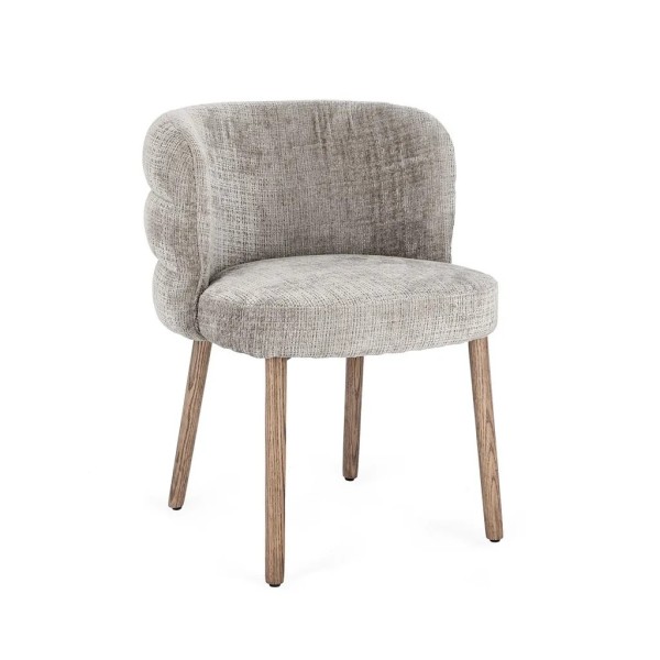 SILLA RESPALDO REDONDEADO TAPI. TRAMADA GRIS PATA ACERO-ROBLE 60X63X78 (ALT ASI-51,5C