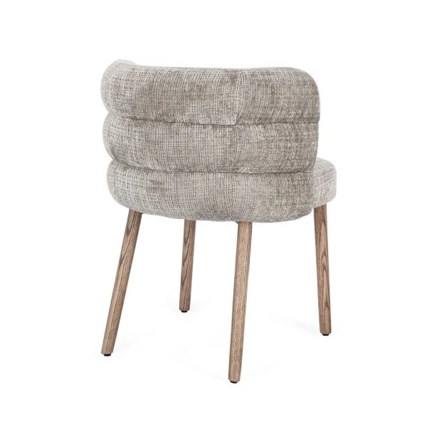 Silla tapizada gris piedra respaldo curvo patas acero-roble 60x63x78 | Tapidecor