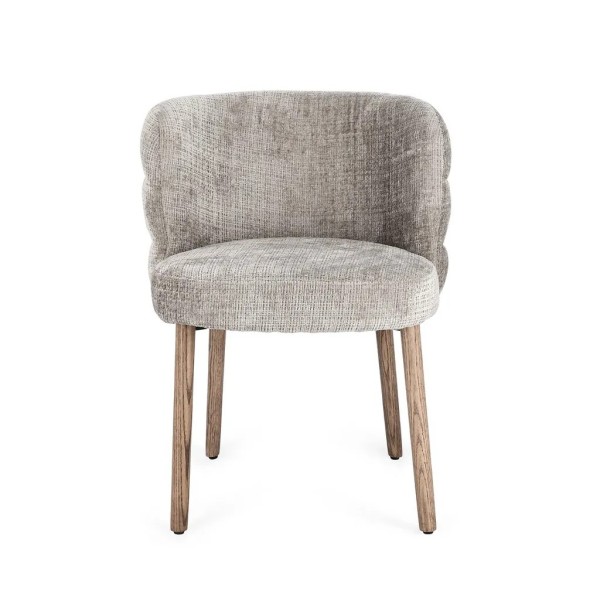 SILLA RESPALDO REDONDEADO TAPI. TRAMADA GRIS PATA ACERO-ROBLE 60X63X78 (ALT ASI-51,5C