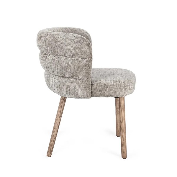 Silla tapizada gris piedra respaldo curvo patas acero-roble 60x63x78 | Tapidecor