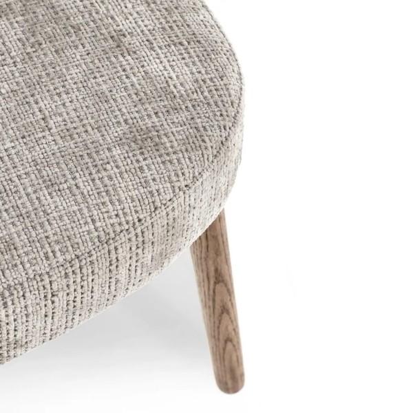 Silla tapizada gris piedra respaldo curvo patas acero-roble 60x63x78 | Tapidecor