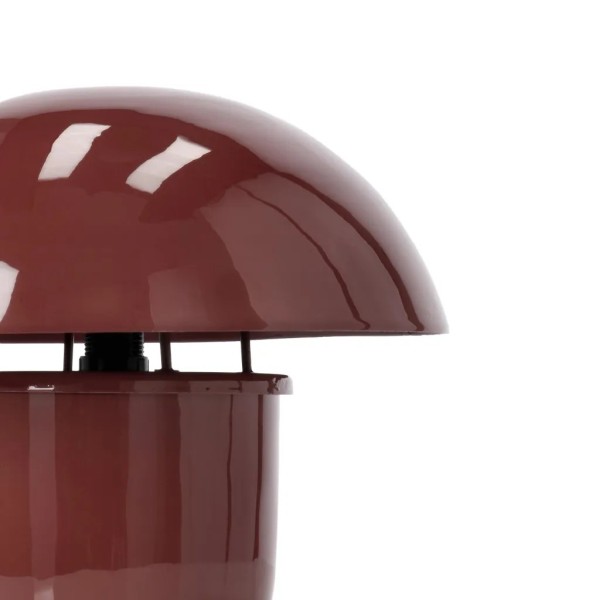 Lámpara mesa metal esmaltado rojo burdeos diseño compacto 29x29x27 | Tapidecor