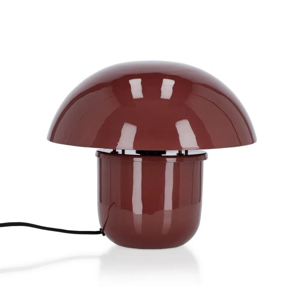 Lampara sobremesa metal esmaltado rojo burdeos (1XE14) 29X29X27CM