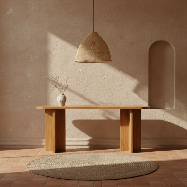 CONSOLA TECA TAPA OVALADA  180X38X80 CM