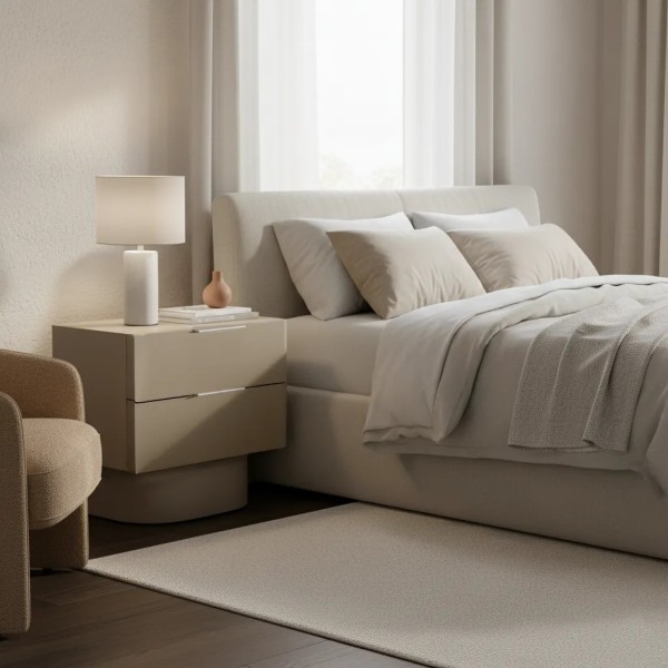 Mesita de Noche 2 cajones DM laca arena ARENA 50x35x55 cm(h)