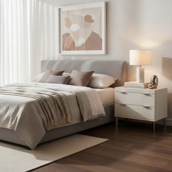 Mesita de noche 2 cajones con patas altas modernas | Tapidecor