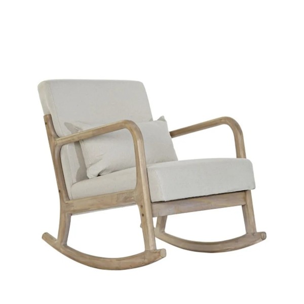 BUTACA MECEDORA MADERA TAPIZA BEIGE 66X88X78