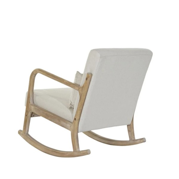 Butaca mecedora madera lino beige | Tapidecor