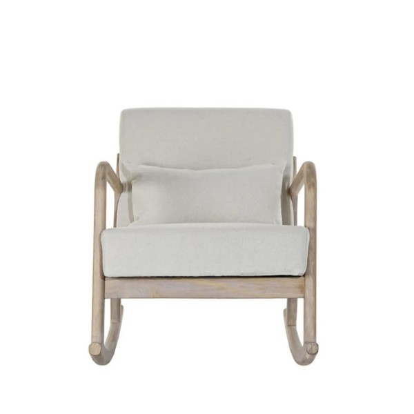 BUTACA MECEDORA MADERA TAPIZA BEIGE 66X88X78