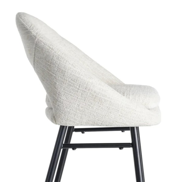 Taburete Tejido Crema Patas Metal Negro | Tapidecor