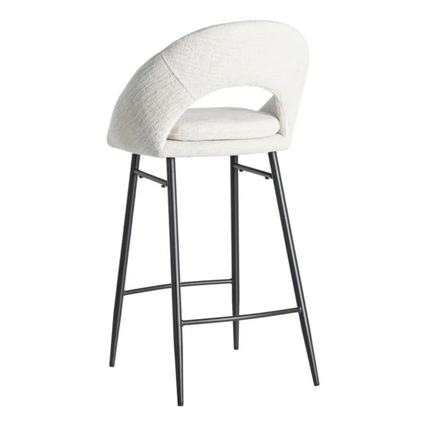 Taburete Tejido Crema Patas Metal Negro | Tapidecor