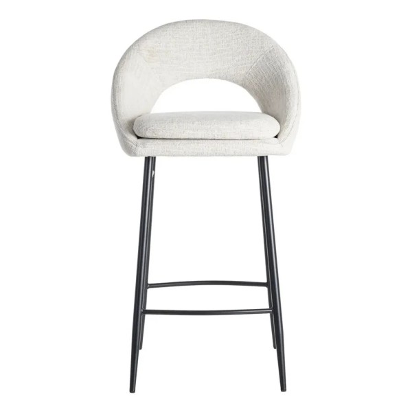 TABURETE TEJIDO CREMA-METAL NEGRO  53X48X100 CM ASIENTO A 75 CM