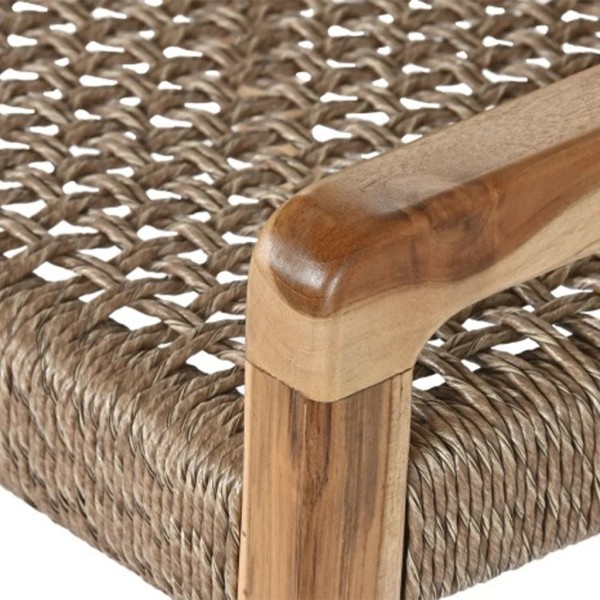 Butaca Madera Teca Cuerda Trenzada Marrón 65x62x72 cm | Tapidecor