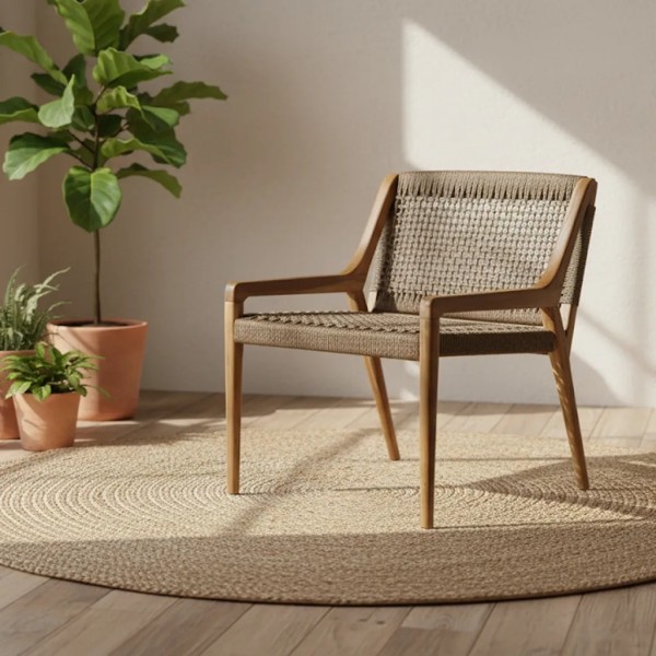 Butaca madera y fibra marrón 65X62X72 CM