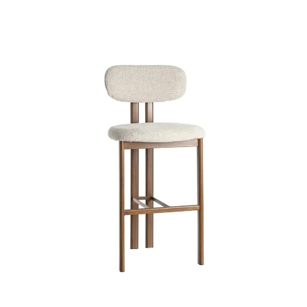TABURETE BEIGE TEJIDO-METAL 50 X 47 X 109 CM ASIENTO A 75 CM