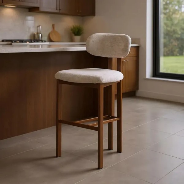 TABURETE BEIGE TEJIDO-METAL 50 X 47 X 109 CM ASIENTO A 75 CM