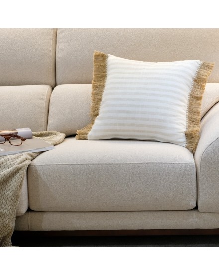 Coussin à rayures Chameau Blanc FLECO RAFIA 50x50 GROUPE DE PREMIUM INCLUS 2