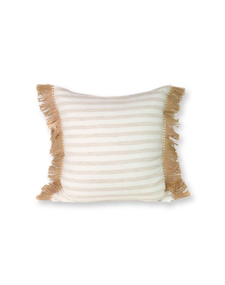 Coussin à rayures Chameau Blanc FLECO RAFIA 50x50 GROUPE DE PREMIUM INCLUS