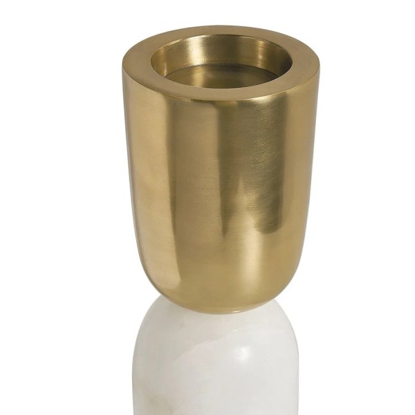 Portavelas Mármol y Metal Dorado 54x12 cm | Tapidecor