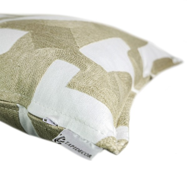 Cojín blanco geométrico marrón 60X40 Relleno premium incluido