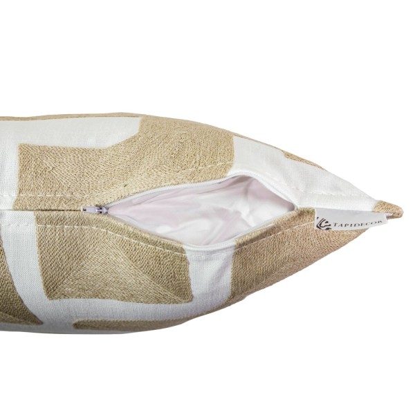 Cojín blanco geométrico marrón 60X40 Relleno premium incluido