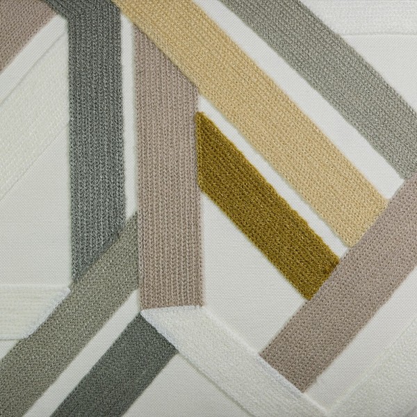 Cojín Bordado Aristas Beige-Verde 70x50 con Relleno Premium | Tapidecor