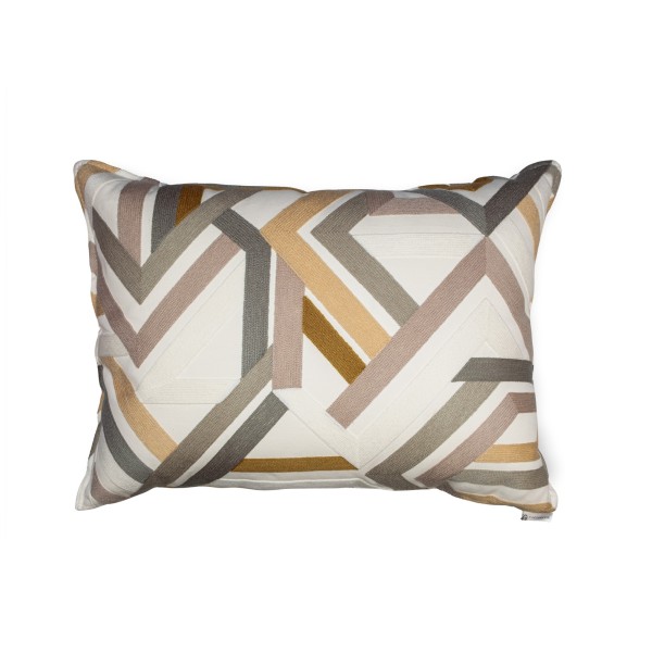 Cojín Bordado Aristas Beige-Verde 70x50 con Relleno Premium | Tapidecor