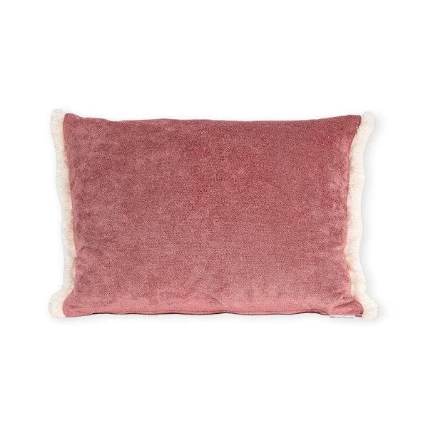 Cojín Rosa Intenso Fleco Blanco 50x50 | Tapidecor