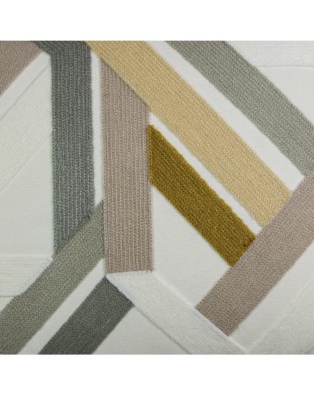 Cojín Bordado aristas Beige pestaña minima 60X40 Relleno premium incluido