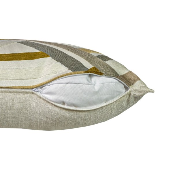 Cojín Bordado aristas Beige pestaña minima 60X40 Relleno premium incluido