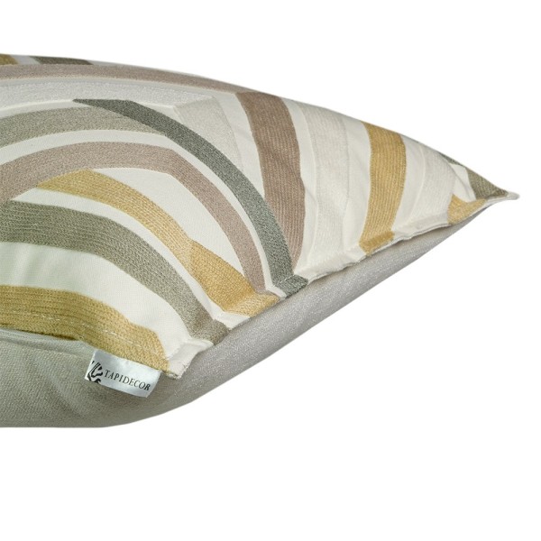 Cojín Bordado aristas Beige pestaña minima 60X40 Relleno premium incluido