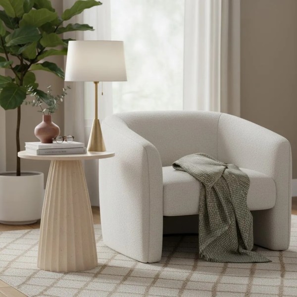 Mesa auxiliar redonda metal arena ranurada | Tapidecor