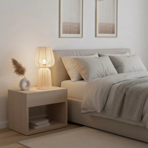 Lámpara de mesa metal crema 54x24 cm | Tapidecor