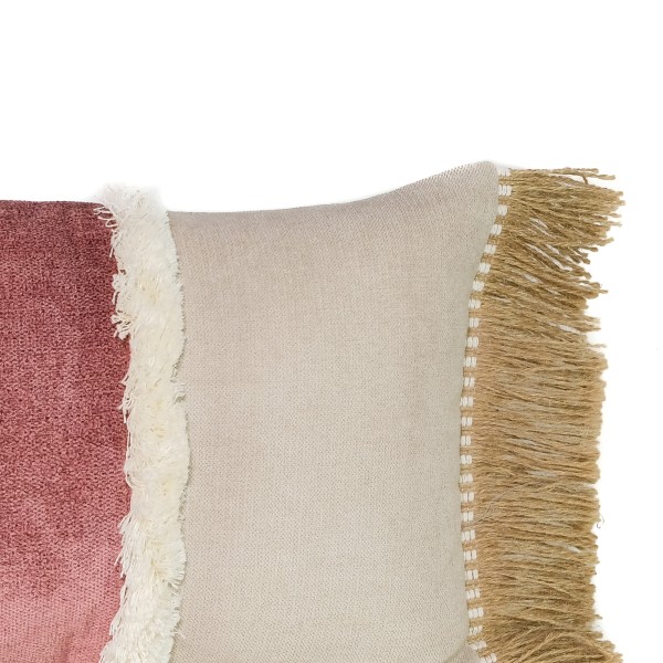 Custodia di sabbia Cojin Fleco Rafia (Band Rosa Flee White 60x30