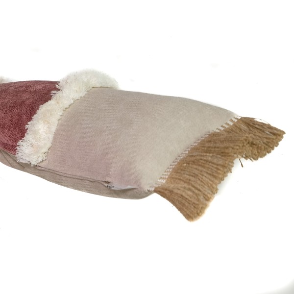 Custodia di sabbia Cojin Fleco Rafia (Band Rosa Flee White 60x30