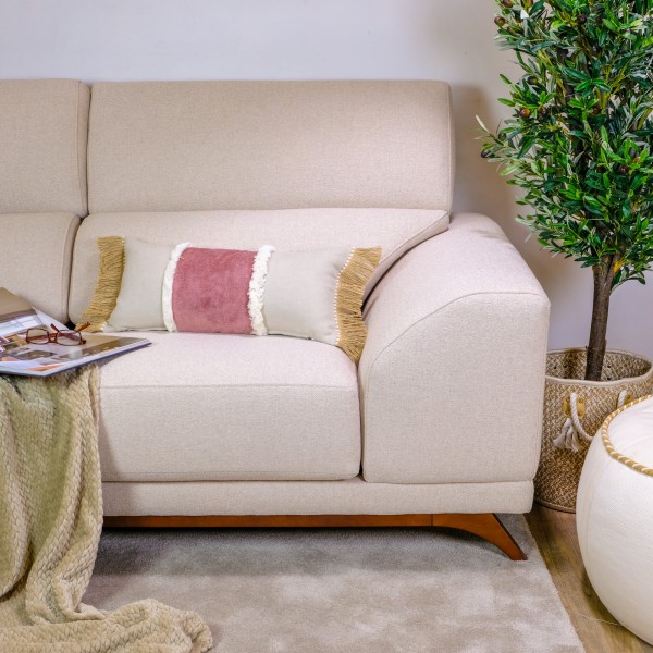 Custodia di sabbia Cojin Fleco Rafia (Band Rosa Flee White 60x30