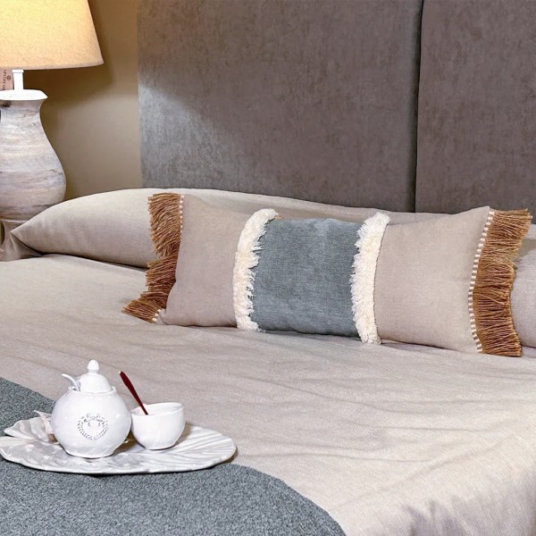 Cuscino Arena Green Band Light Doppio Fleco 60x30 Riempimento premium incluso