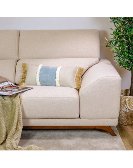 Cojín banda verde doble fleco con relleno premium 60X30 2