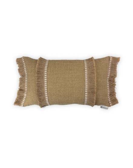 Cojín camel doble fleco 50X30 | Relleno Premium incluido | Tapidecor