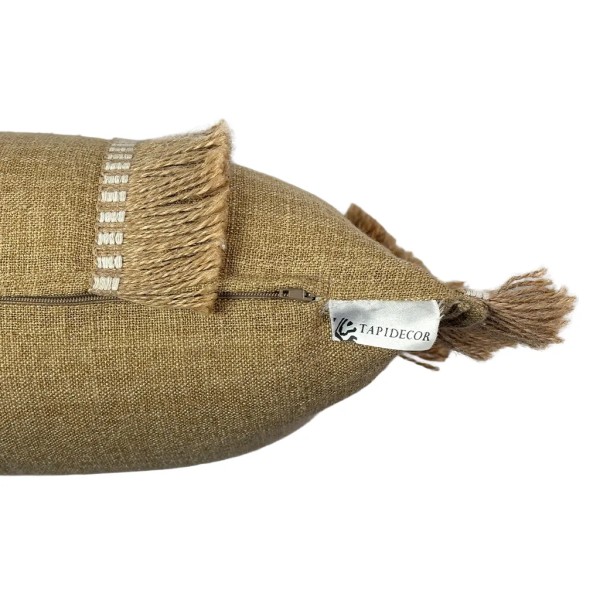 Cojín camel doble fleco 50X30 | Relleno Premium incluido | Tapidecor