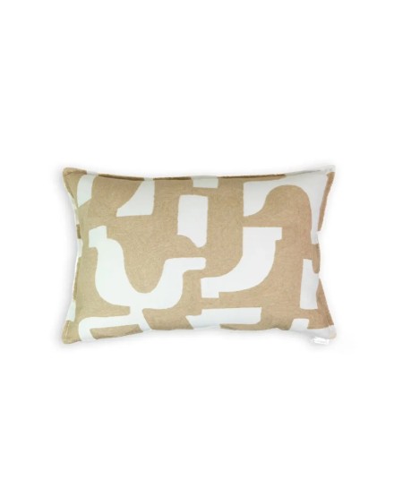 Cojín blanco con bordado beige y relleno Premium 60x40 | Tapidecor