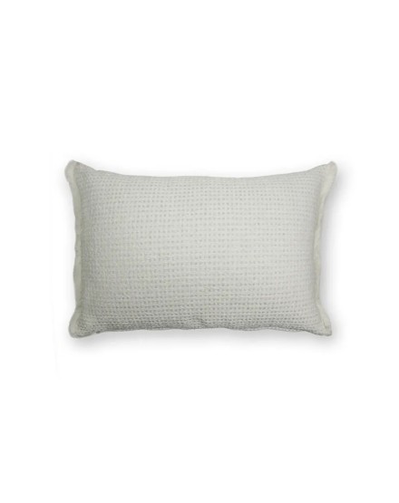 Cojín blanco fleco algodón 60X40 Relleno premium incluido