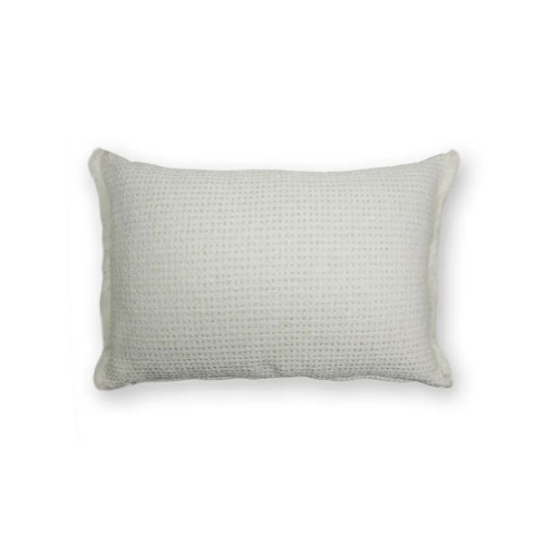 Cojín blanco fleco algodón 60X40 Relleno premium incluido