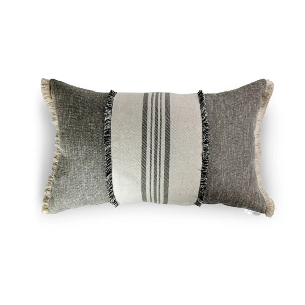 Grigio Cuscino Banda BEIGE Grigio Grigio Doppio Flex 60x40 Premium Pilling Invium