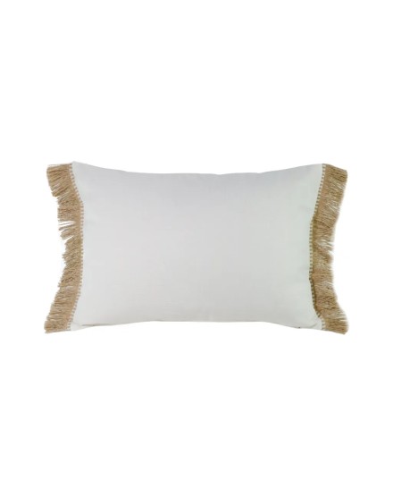 Cojín blanco roto fleco rafia natural 70X50 Relleno Premium incluido
