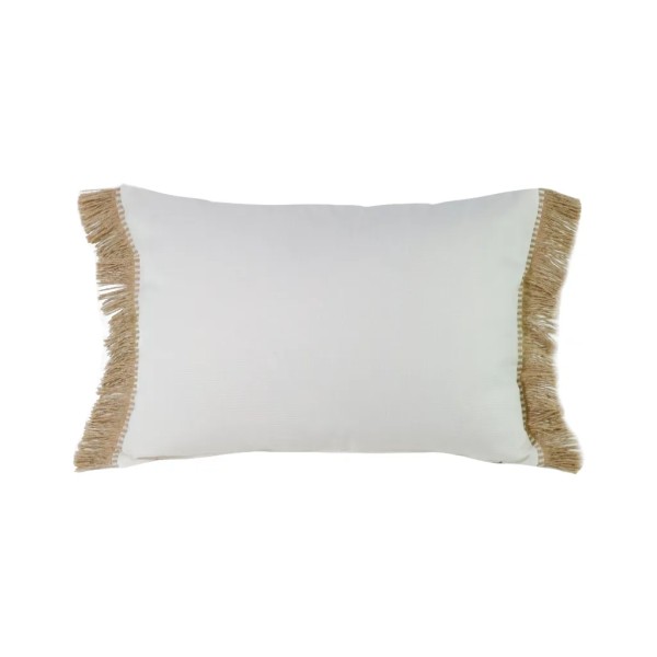 Cojín blanco roto fleco rafia natural 70X50 Relleno Premium incluido