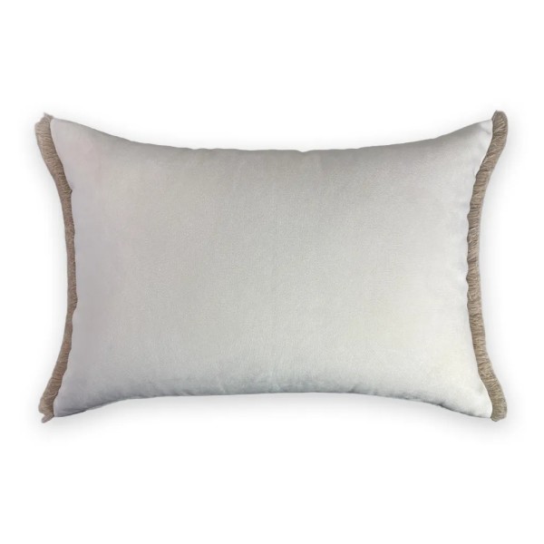 Cojín blanco roto fleco tostado corto 70X50 Relleno Premium incluido